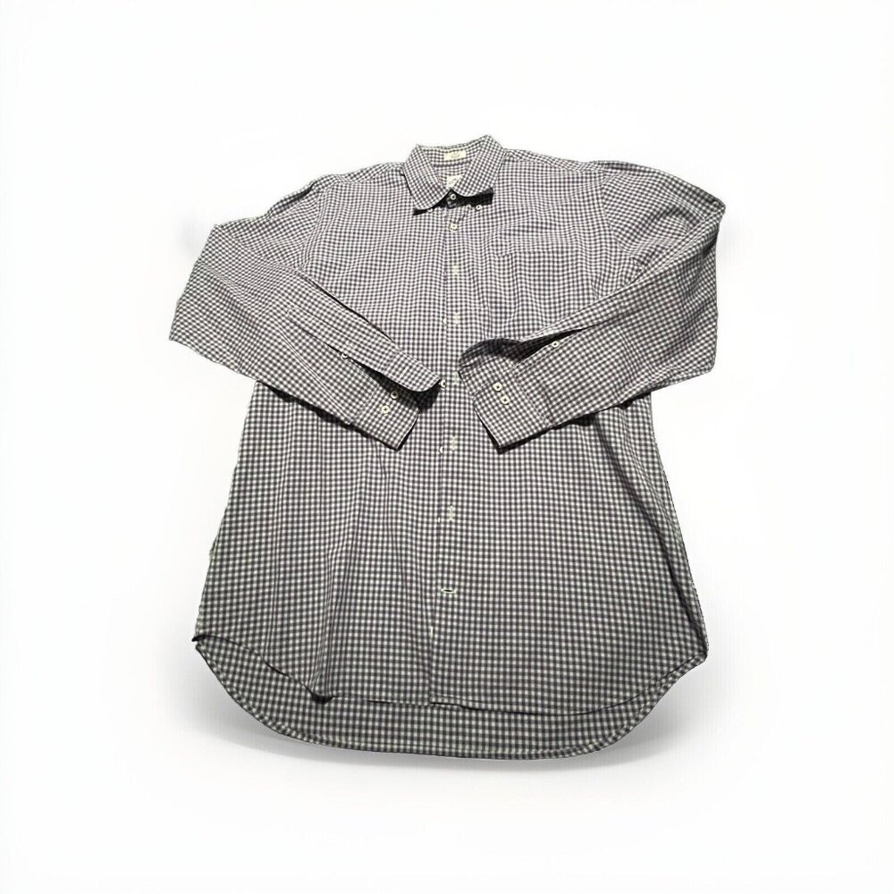 Peter Millar Mens L Purple White Plaid Long Sleeve Button Down Sport Shirt